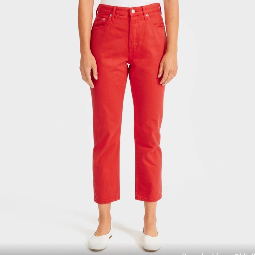 EVERLANE- RED Cheeky Ankle Crop Denim, size: 26